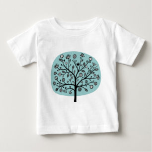 Stylised Flower Tree - Light Blue Green Baby T-Shirt