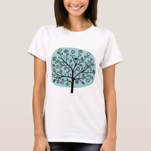 Stylised Flower Tree - Light Blue Green T-Shirt