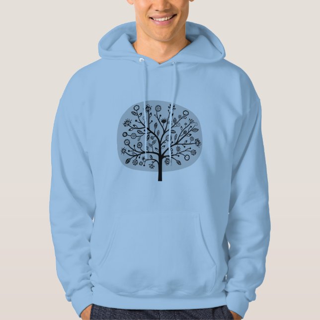 Stylised Flower Tree - Light Grey Hoodie (Front)