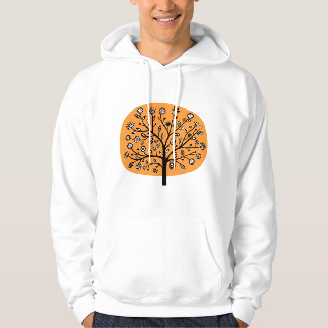 Stylised Flower Tree - Light Orange Hoodie (Front)