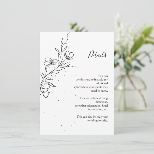 Stylised flowering branch and drops of ink enclosure card (Standing Front)