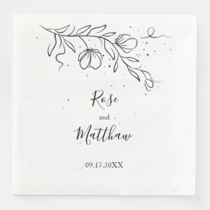 Stylised flowering branch and drops of ink paper napkin