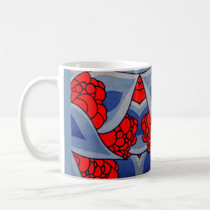 stylised flowers and leaves print coffee mug