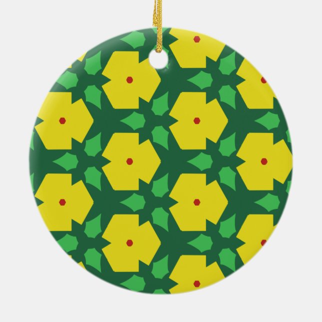 Stylised Flowers Ceramic Tree Decoration (Back)