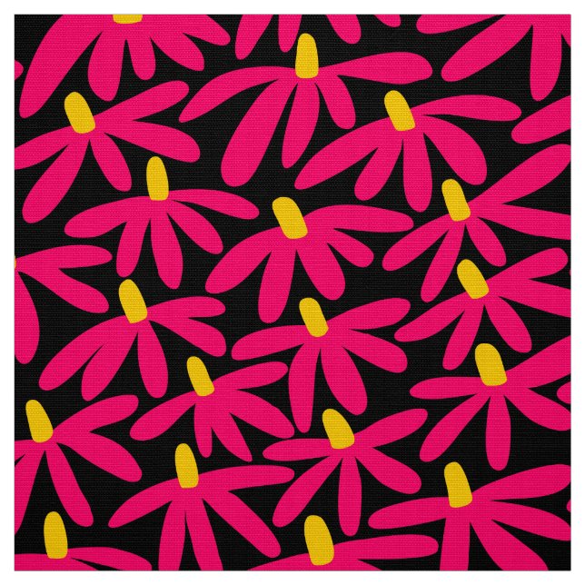 Stylised Flowers - Crimson, Amber and Black Fabric (Swatch)