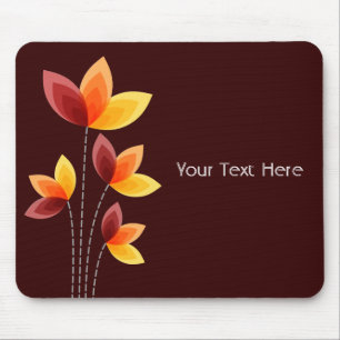 Stylised Flowers - Dark Brown 330000 Mouse Mat