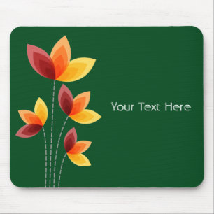Stylised Flowers - Dark Green 02481c Mouse Mat