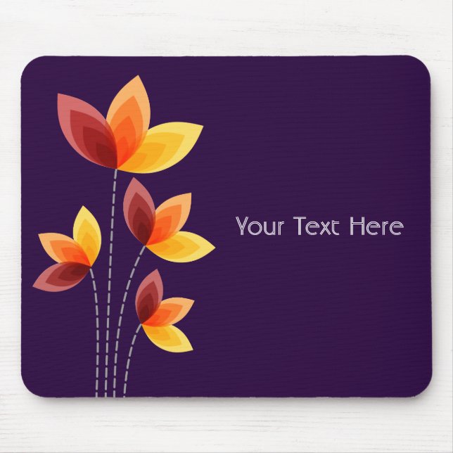Stylised Flowers - Deep Purple 25003a Mouse Mat (Front)