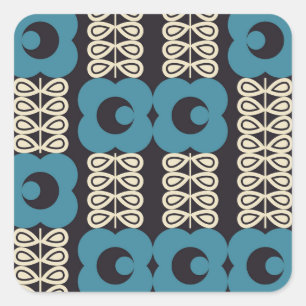Stylised Flowers: Modern Vintage Geometric. Square Sticker