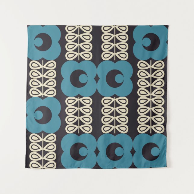 Stylised Flowers: Modern Vintage Geometric. Tapestry (Front)