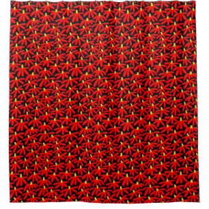 Stylised Flowers - Red, Amber and Black Shower Curtain