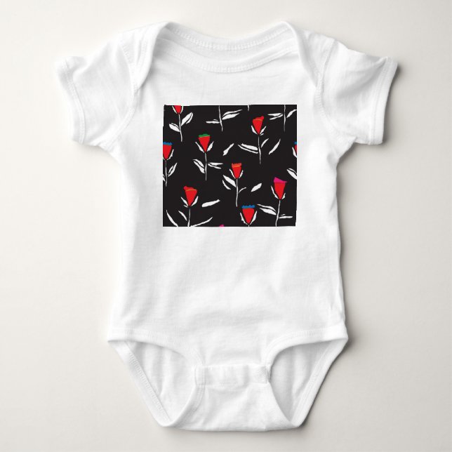 Stylised Flowers: Vintage Pattern Elegance Baby Bodysuit (Front)