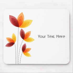 Stylised Flowers - White Mouse Mat