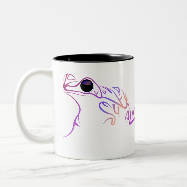 Stylised frog doodle Two-Tone coffee mug (Left)