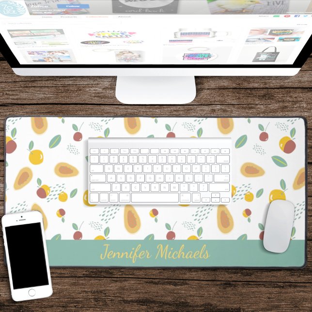 Stylised fruit pattern with name desk mat (Creator Uploaded)