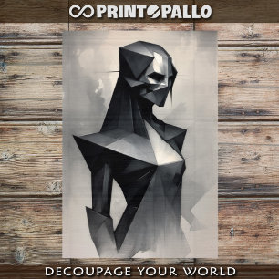 Stylised futuristic metallic woman tissue paper