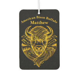 Stylised Gold Bison Illustration in Nature Setting Car Air Freshener