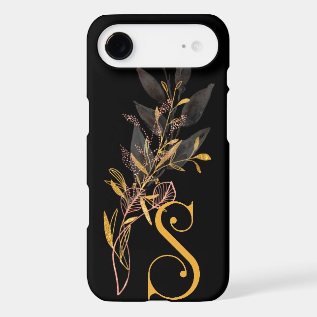 Stylised Gold & Black Floral Monogram S (Back)
