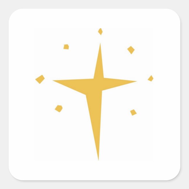 Stylised Gold Star Cross Square Sticker (Front)