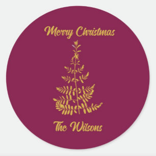 Stylised Gold Tree Holiday Classic Round Sticker