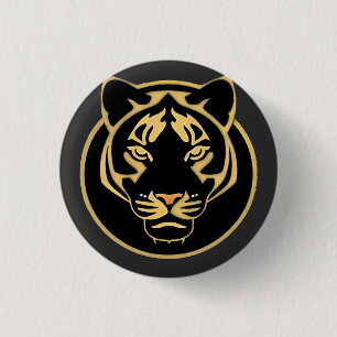 Stylised Golden Tiger Logo Design 3 Cm Round Badge