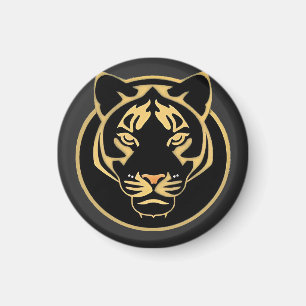Stylised Golden Tiger Logo Design Magnet