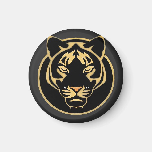 Stylised Golden Tiger Logo Design Magnet (Front)