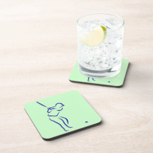 Stylised Golfer Silhouette Cork Coaster