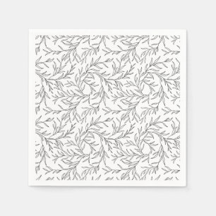 Stylised graceful linear branches with leaves napkin