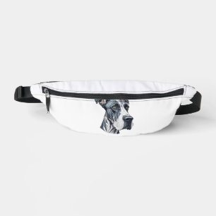 Stylised Great Dane Head Bum Bags