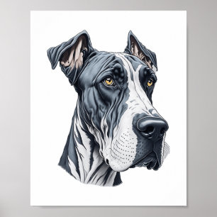 Stylised Great Dane Head Poster