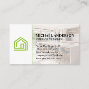 Stylised Green Home Logo   Modern Kitchen Business Card