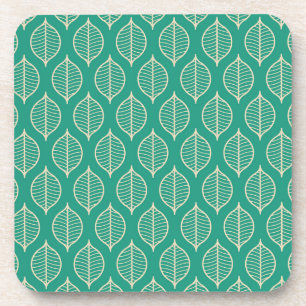 Stylised Green Leaf Pattern Coaster