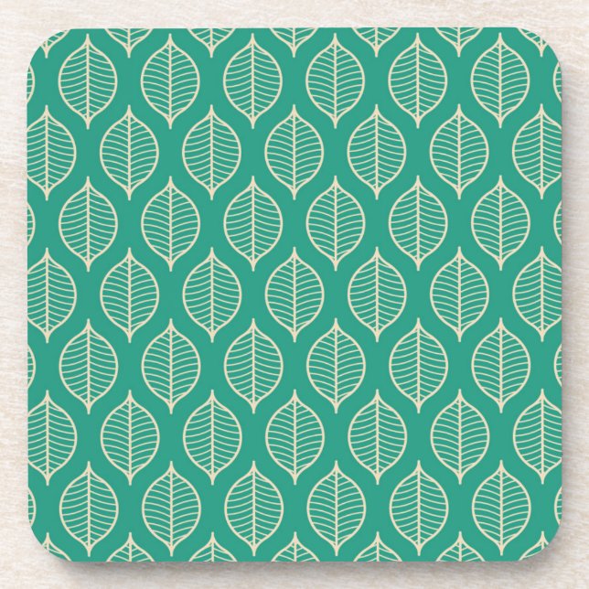 Stylised Green Leaf Pattern Coaster (Front)