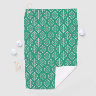 Stylised Green Leaf Pattern Golf Towel