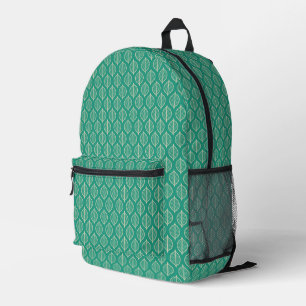 Stylised Green Leaf Pattern Printed Backpack