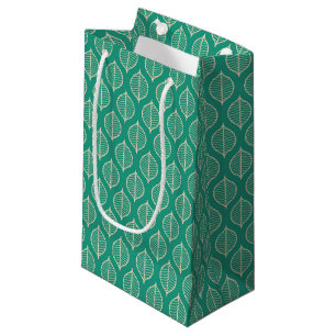 Stylised Green Leaf Pattern Small Gift Bag