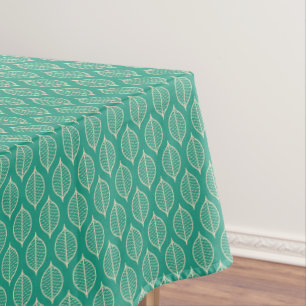 Stylised Green Leaf Pattern Tablecloth