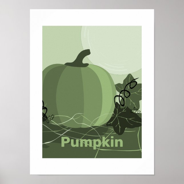 Stylised Green Pumpkin Kitchen Autumn Season Poster (Front)