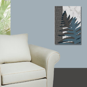 Stylised Grey Fern Leaf Poster