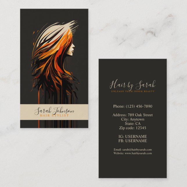 Stylised Hair Salon Business Card (Front/Back)