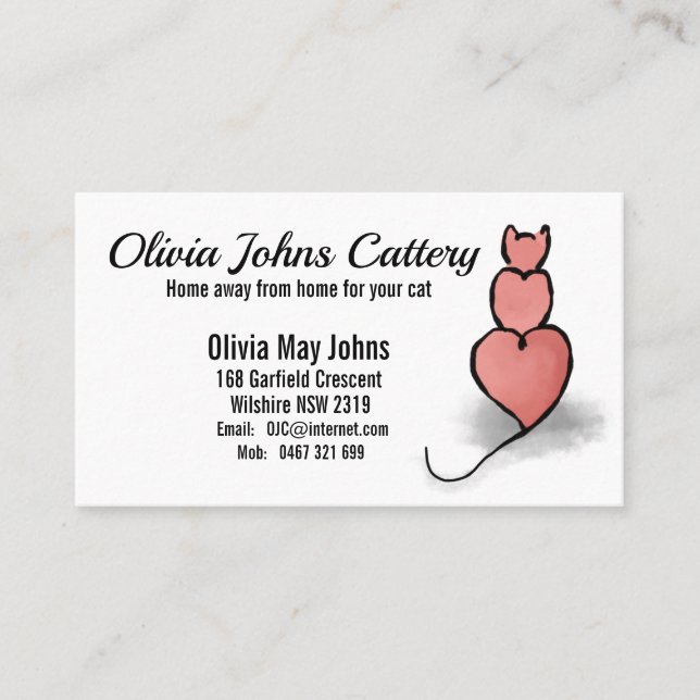 Stylised 'Heart' Cat Business Card (Front)