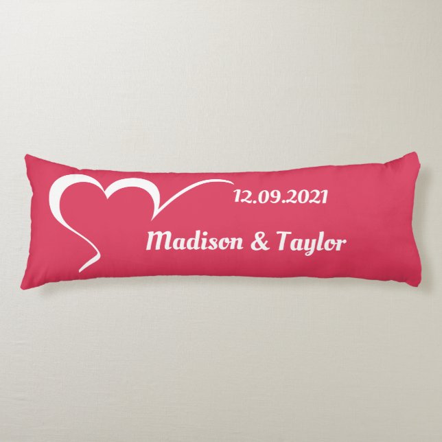 Stylised Heart custom name & colour body pillow (Front)