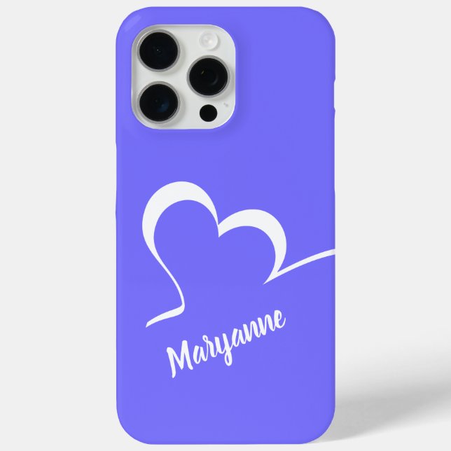 Stylised Heart custom name & colour phone cases (Back)