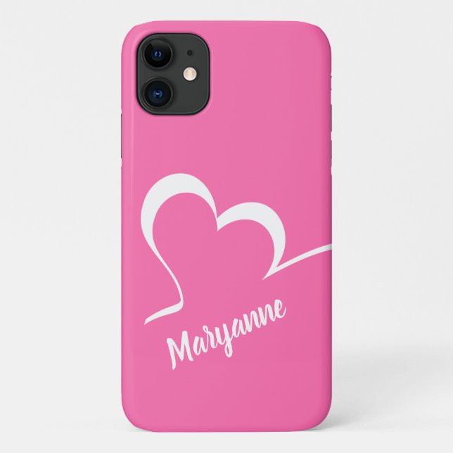 Stylised Heart custom name & colour phone cases (Back)