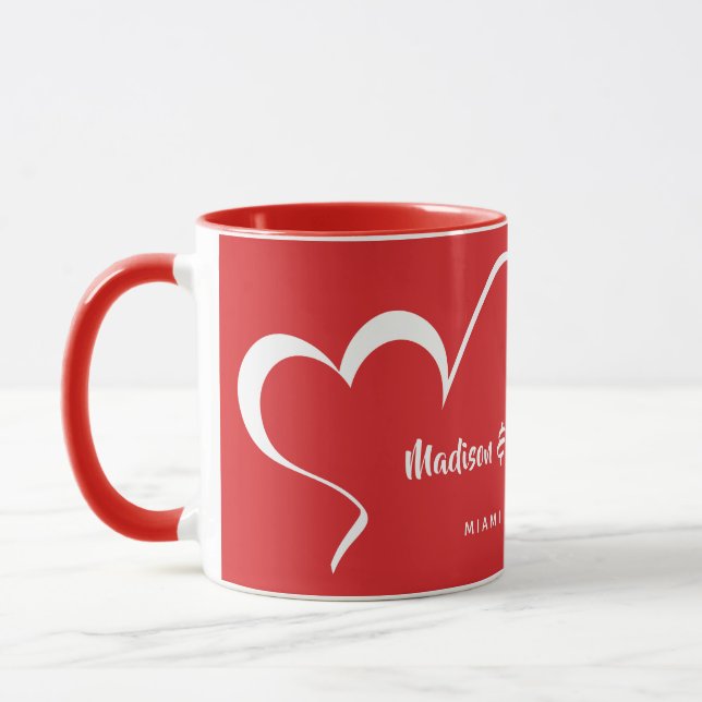 Stylised Heart custom text & colour mugs (Left)