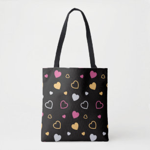 Stylised hearts pattern 3 tote bag