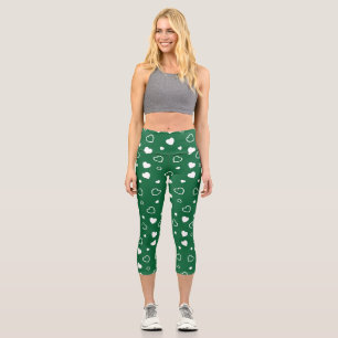 Stylised hearts pattern 6 capri leggings