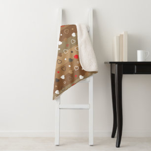 Stylised hearts pattern 9 sherpa blanket