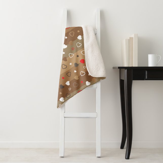 Stylised hearts pattern 9 sherpa blanket (In Situ)